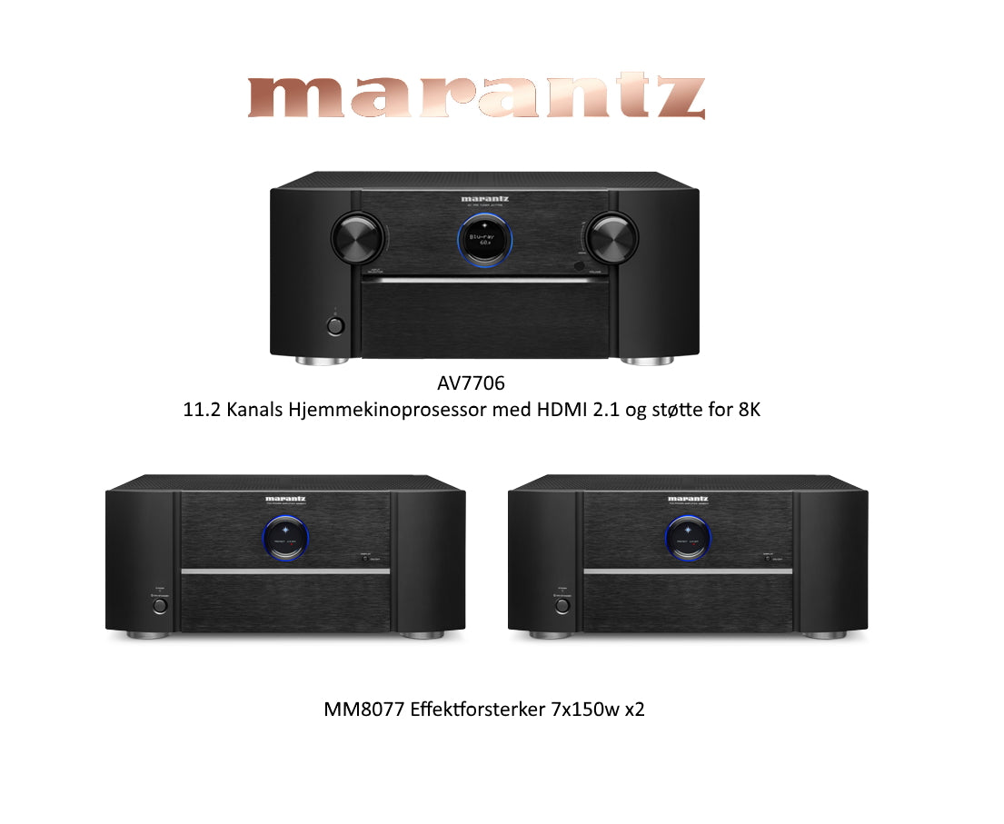Seriøs hjemmekinopakke for entusiasten Marantz AV7706 med MM8077